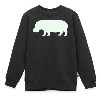Silhouette d’hippopotame en vert pastel - Sweat Premium enfant bio - noir - Devant - AI Model Kid Female (0cm)