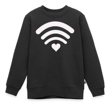 Conception Wi-Fi-Cœur-Wifi - Sweat Premium enfant bio - noir - Devant - AI Model Kid Female (0cm)