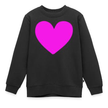 Motif de cœur néon rose vif - Sweat Premium enfant bio - noir - Devant - AI Model Kid Female (0cm)