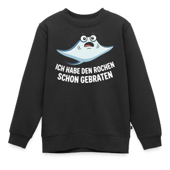 Rochen Schon Gebraten Stachelrochen Manta Rochen - Kinder Premium Organic Sweatshirt - Schwarz - Vorne - AI Model Kid Female (0cm)