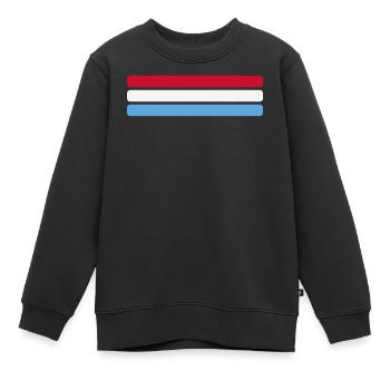 Luxemburg Flagge Minimal - Fahne Fan Streifen Desi - Kinder Premium Organic Sweatshirt - Schwarz - Vorne - AI Model Kid Female (0cm)