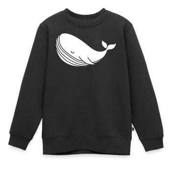 Whale silhouette minimalist sea motif - Kids Premium Organic Sweatshirt - black - Front - AI Model Kid Female (0cm)