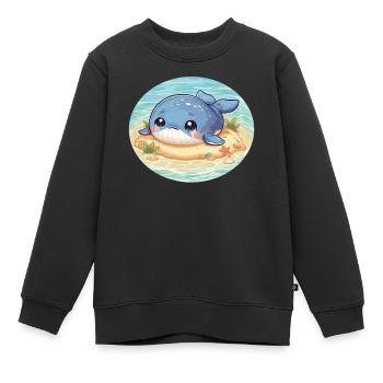 Wal auf Sandbank im Meer - Kinder Premium Organic Sweatshirt - Schwarz - Vorne - AI Model Kid Female (0cm)