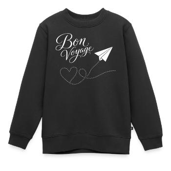 Bon Voyage gute Reise Papierzug Flugzeug mit Herz - Kinder Premium Organic Sweatshirt - Schwarz - Vorne - AI Model Kid Female (0cm)