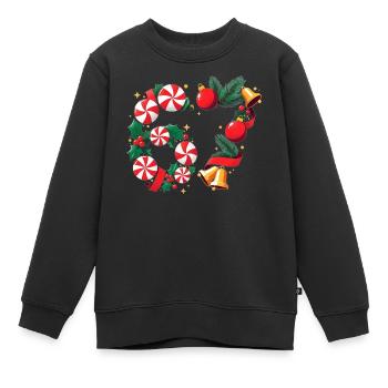67 Candy Peppermint Christmas Wreath six seven - Kids Premium Organic Sweatshirt - black - Front - AI Model Kid Female (0cm)