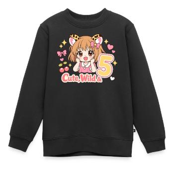 Cute Wild Mädchen Leopardenlook Mit Kirschen - Kinder Premium Organic Sweatshirt - Schwarz - Vorne - AI Model Kid Female (0cm)