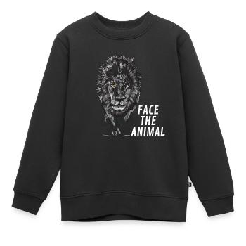 Face the Animal Lion - Kinder Premium Organic Sweatshirt - Schwarz - Vorne - AI Model Kid Female (0cm)