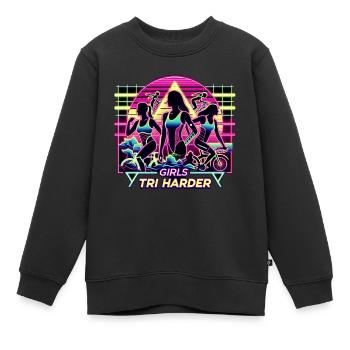 Filles Tri 11 - Sweat Premium enfant bio - noir - Devant - AI Model Kid Female (0cm)