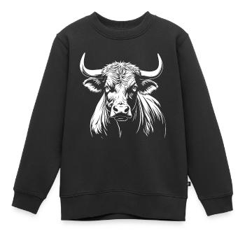 Stier - stolz, kraftvoll, selbstbewusst - Kinder Premium Organic Sweatshirt - Schwarz - Vorne - AI Model Kid Female (0cm)