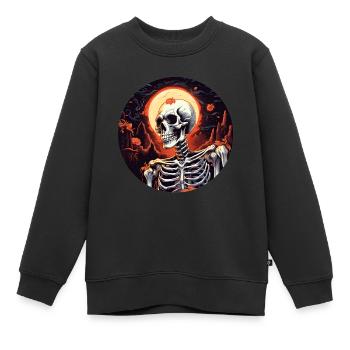 Squelette d’Halloween - Sweat Premium enfant bio - noir - Devant - AI Model Kid Female (0cm)