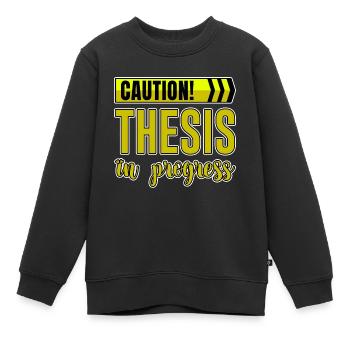 Caution Thèse en cours 4 - Sweat Premium enfant bio - noir - Devant - AI Model Kid Female (0cm)