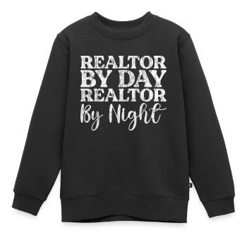 Agent immobilier le jour Agent immobilier la nuit 3 - Sweat Premium enfant bio - noir - Devant - AI Model Kid Female (0cm)