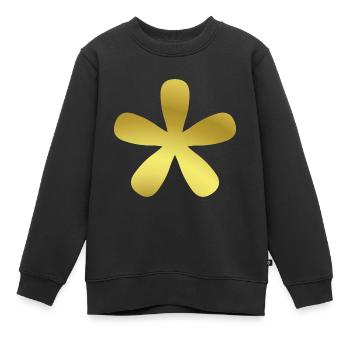 Idée cadeau astérisque fleur d’or astérisque or - Sweat Premium enfant bio - noir - Devant - AI Model Kid Female (0cm)