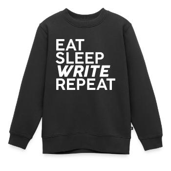 Manger Dormir Écrire Répéter - Sweat Premium enfant bio - noir - Devant - AI Model Kid Female (0cm)