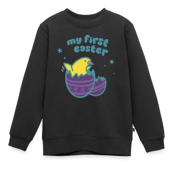 My First Easter - Easter Egg & Chick - Kids Premium Organic Sweatshirt - black - Front - AI Model Kid Female (0cm)