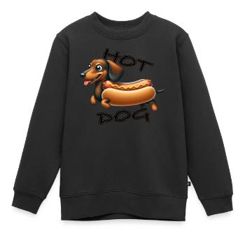 Dackel Hot Dog Hunde Haustier - Kinder Premium Organic Sweatshirt - Schwarz - Vorne - AI Model Kid Female (0cm)