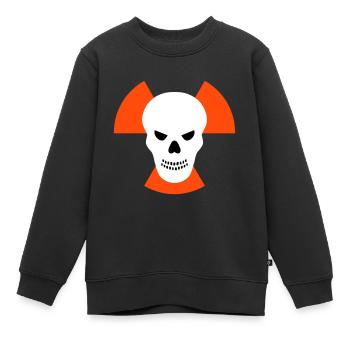 Crâne avec un mauvais œil devant des signes avant-coureurs de radiation - Sweat Premium enfant bio - noir - Devant - AI Model Kid Female (0cm)