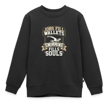 Cadeaux de nageur Emplois Remplir portefeuilles Natation Remplissages - Sweat Premium enfant bio - noir - Devant - AI Model Kid Female (0cm)