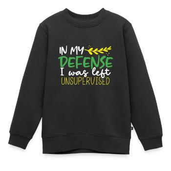 Sarcastique dans ma défense laissé sarcasme sans supervision - Sweat Premium enfant bio - noir - Devant - AI Model Kid Female (0cm)