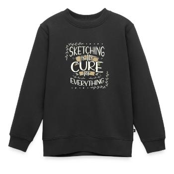 Sketching Gifts Sketching the Cure for Everything - Kids Premium Organic Sweatshirt - black - Front - AI Model Kid Female (0cm)