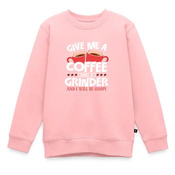 Holzbearbeitung, gib mir Kaffee und Mühle, sei glücklich - Kinder Premium Organic Sweatshirt - Rosa - Vorne - AI Model Kid Female (0cm)