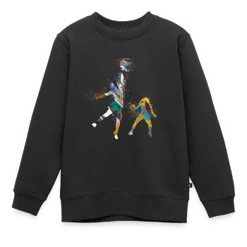 basketballerin,basketball,graffiti - Sweat Premium enfant bio - noir - Devant - AI Model Kid Female (0cm)