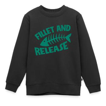 Fillet And Release - Kinder Premium Organic Sweatshirt - Schwarz - Vorne - AI Model Kid Female (0cm)