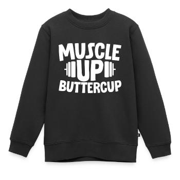 Muscle Up Renoncule 2 - Sweat Premium enfant bio - noir - Devant - AI Model Kid Female (0cm)