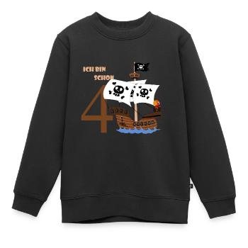 Piratenschiff Geburtstag 4 - Kinder Premium Organic Sweatshirt - Schwarz - Vorne - AI Model Kid Female (0cm)