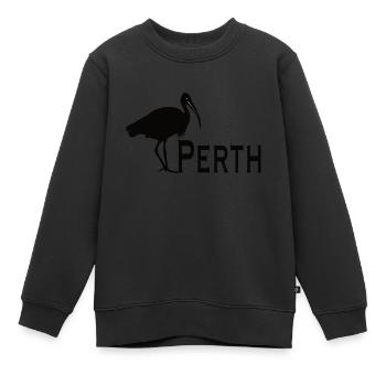 Bin Chicken Perth - Kids Premium Organic Sweatshirt - black - Front - AI Model Kid Female (0cm)