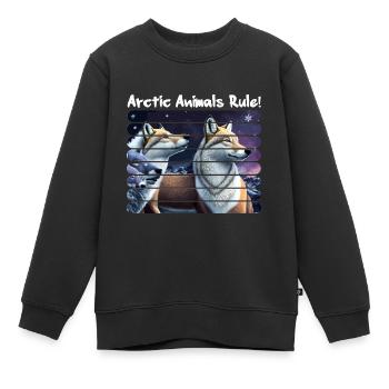 Arctic animals rule! Arctic Fox Starry Night - Kids Premium Organic Sweatshirt - black - Front - AI Model Kid Female (0cm)