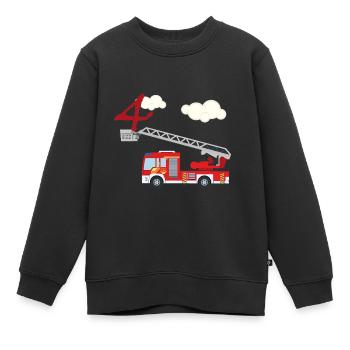 Feuerwehrauto - 4. Geburtstag - Kinder Premium Organic Sweatshirt - Schwarz - Vorne - AI Model Kid Female (0cm)