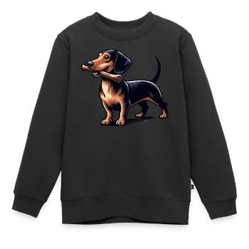 Teckel chien de chasse avec bâton chien chien - Sweat Premium enfant bio - noir - Devant - AI Model Kid Female (0cm)