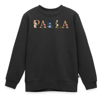 PAULA Namenskunst mit gestickten Blumen - Kinder Premium Organic Sweatshirt - Schwarz - Vorne - AI Model Kid Female (0cm)