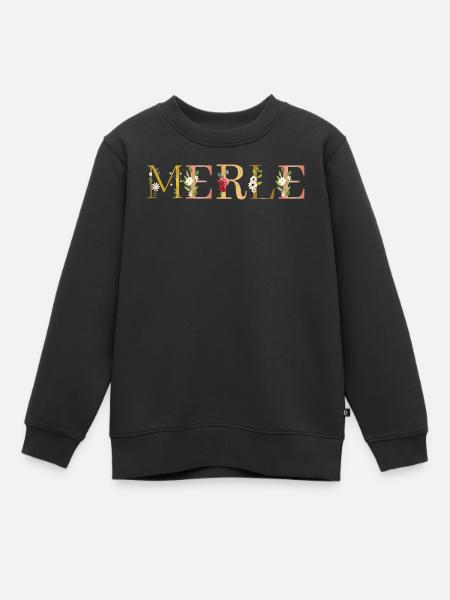 MERLE Name mit Blumen geschmückt - Kinder Premium Organic Sweatshirt - Schwarz