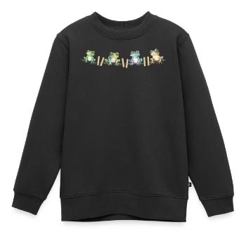 Motif grenouille : grenouilles drôles sur la corde à linge - Sweat Premium enfant bio - noir - Devant - AI Model Kid Female (0cm)