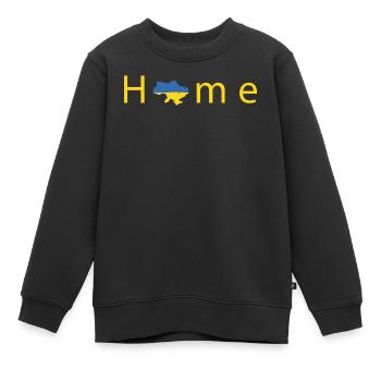 Home: Ukraine style home print - Kids Premium Organic Sweatshirt - black - Front - AI Model Kid Female (0cm)