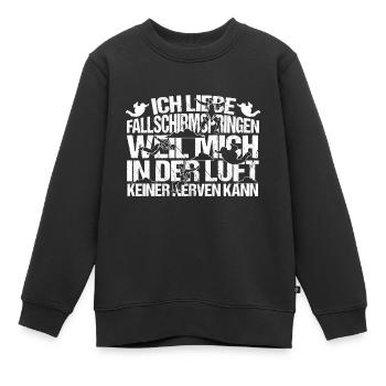 Fallschirm Fallschirmspringen - Kinder Premium Organic Sweatshirt - Schwarz - Vorne - AI Model Kid Female (0cm)