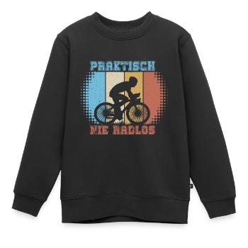 Radler Fahrradfahrer Kurier praktisch nie radlos - Kinder Premium Organic Sweatshirt - Schwarz - Vorne - AI Model Kid Female (0cm)