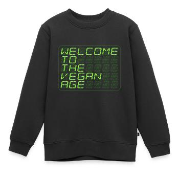 vegan-new-age-green-wide - Kinder Premium Organic Sweatshirt - Schwarz - Vorne - AI Model Kid Female (0cm)