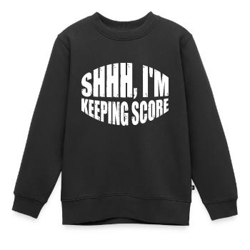 Chut, je garde le score 12 - Sweat Premium enfant bio - noir - Devant - AI Model Kid Female (0cm)