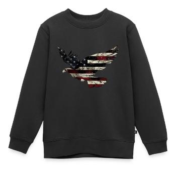 American Flag Eagle Silhouette American Heritage 4 - Kinder Premium Organic Sweatshirt - Schwarz - Vorne - AI Model Kid Female (0cm)