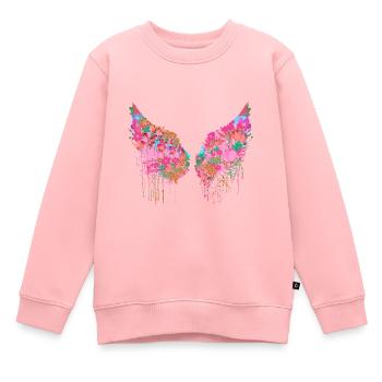 Angelwings,Wings,Coloré,Angel Wings,Fleurs - Sweat Premium enfant bio - rose - Devant - AI Model Kid Female (0cm)