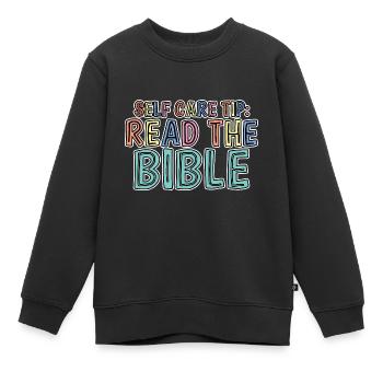 Self Care Tip Read The Bible 2 - Kinder Premium Organic Sweatshirt - Schwarz - Vorne - AI Model Kid Female (0cm)