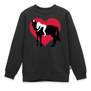 Reiterin und Pferd - Kinder Premium Organic Sweatshirt - Schwarz - Vorne - AI Model Kid Female (0cm)