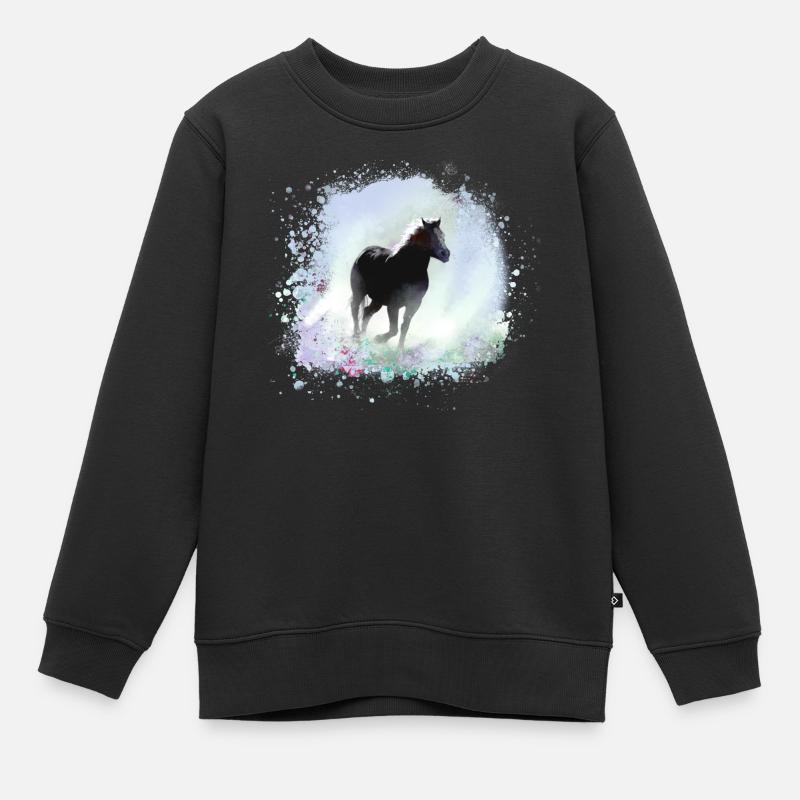 pferd,haflinger, graffiti, malerei,blau,isländer - Kinder Premium Organic Sweatshirt - Schwarz