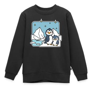 De mignons frères et sœurs pingouins sur la banquise ! - Sweat Premium enfant bio - noir - Devant - AI Model Kid Female (0cm)