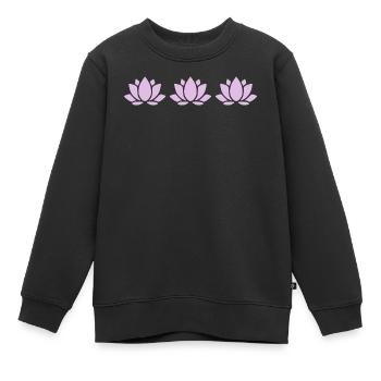Fleur de lotus Fleur de lotus Fleur de lotus Fleur de violette Fleur de yoga - Sweat Premium enfant bio - noir - Devant - AI Model Kid Female (0cm)