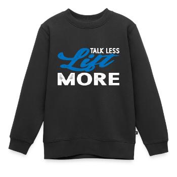 Parler moins soulever plus 14 - Sweat Premium enfant bio - noir - Devant - AI Model Kid Female (0cm)