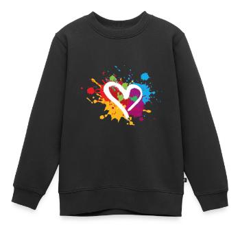 herz,bunt,klecks,farbklecks,bunt - Kinder Premium Organic Sweatshirt - Schwarz - Vorne - AI Model Kid Female (0cm)